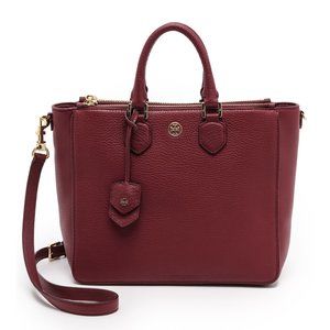 Tory Burch Burgundy Robinson Pebbled Leather Tote